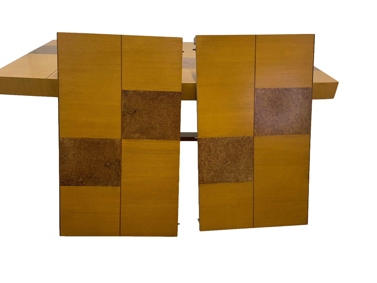Sculptural Mid-Century Blonde Mahogany Dining Table by Herman Miller With Burlwood Patchwork Top & Leaves, 1940s