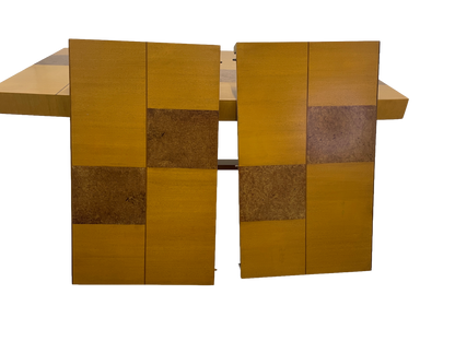 Sculptural Mid-Century Blonde Mahogany Dining Table by Herman Miller With Burlwood Patchwork Top & Leaves, 1940s