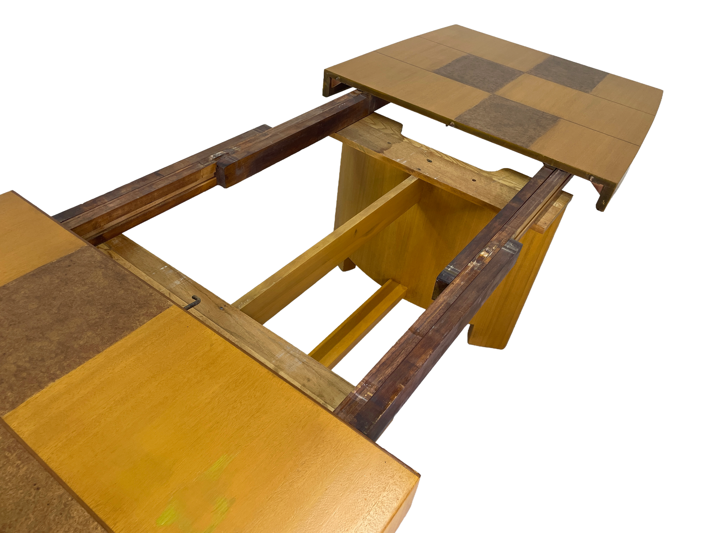 Sculptural Mid-Century Blonde Mahogany Dining Table by Herman Miller With Burlwood Patchwork Top & Leaves, 1940s