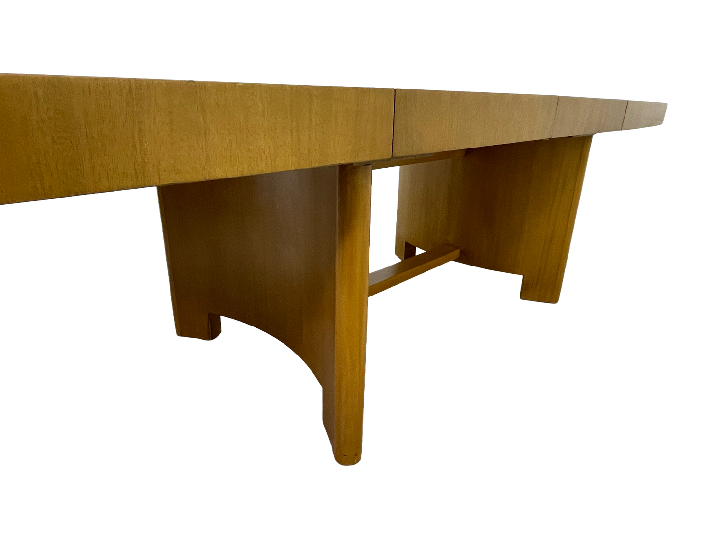 Sculptural Mid-Century Blonde Mahogany Dining Table by Herman Miller With Burlwood Patchwork Top & Leaves, 1940s