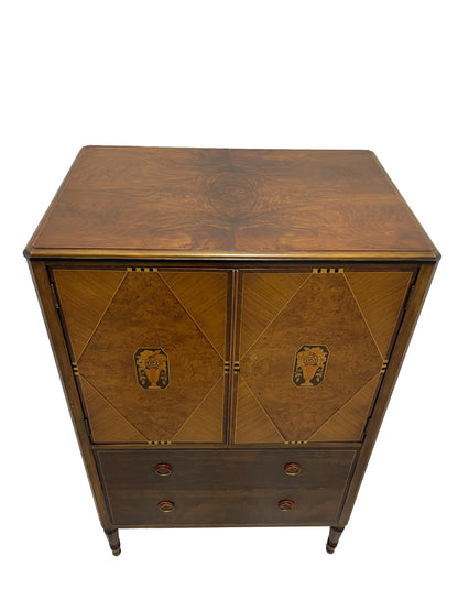 Top view of Sligh Art Deco cabinet showing detailed wood grain pattern