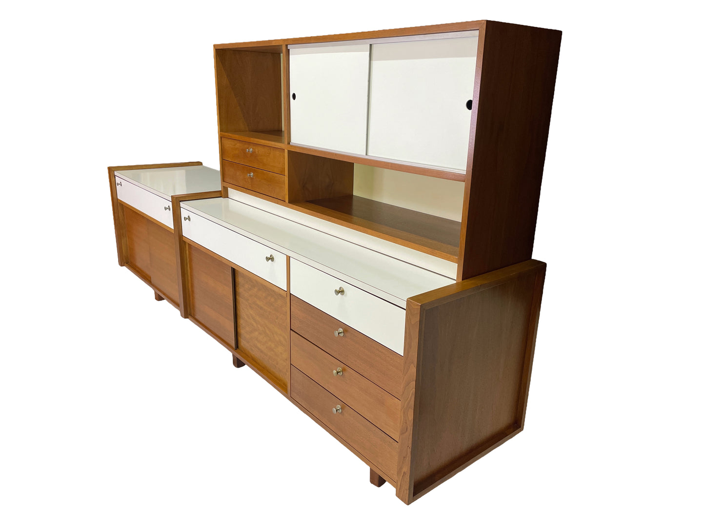 Brown Saltman Walnut Modular Wall Unit Attributed to Martin Borenstein, 1960s