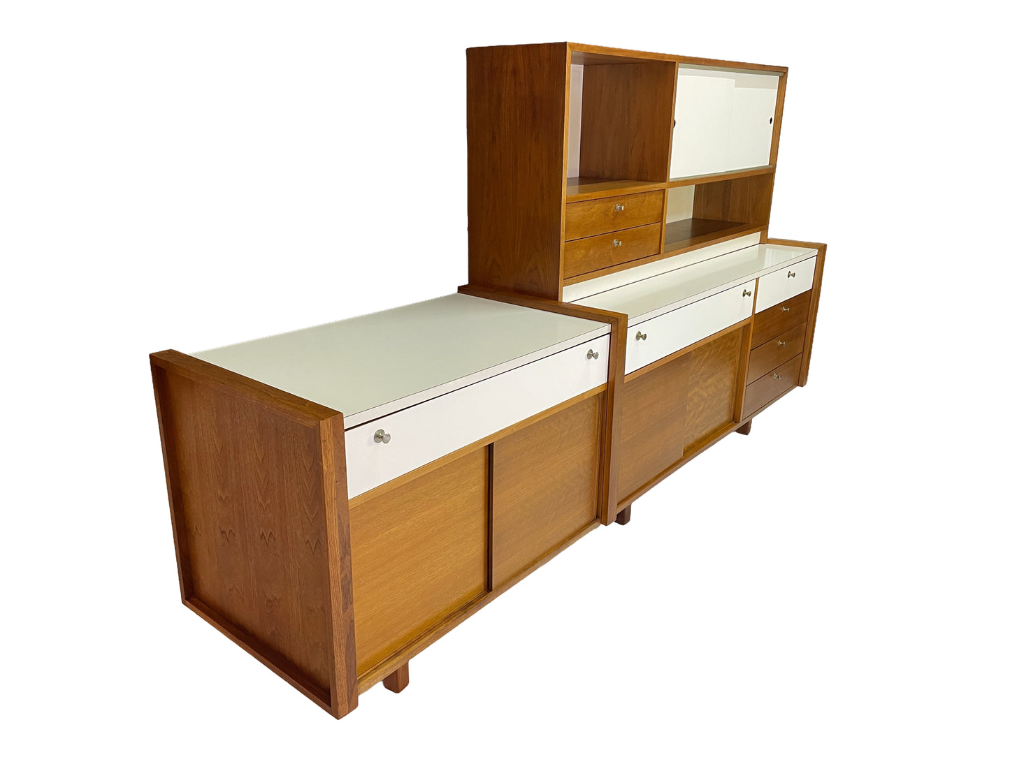 Brown Saltman Walnut Modular Wall Unit Attributed to Martin Borenstein, 1960s