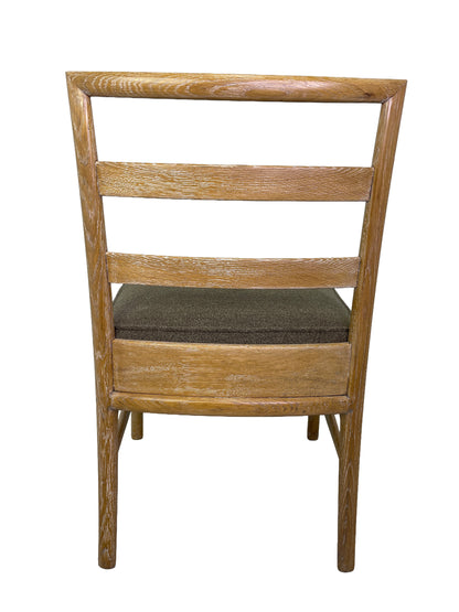 Ladder-back detail of Danish Modern oak dining chair with cerused finish
