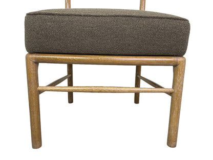 Detail of cerused oak wood grain on Danish Modern dining chair frame legs
