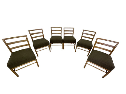 Danish Modern oak dining chairs set of 6 with cerused wood finish angled view

