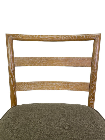 Detail of cerused oak wood grain on Danish Modern dining chair frame

