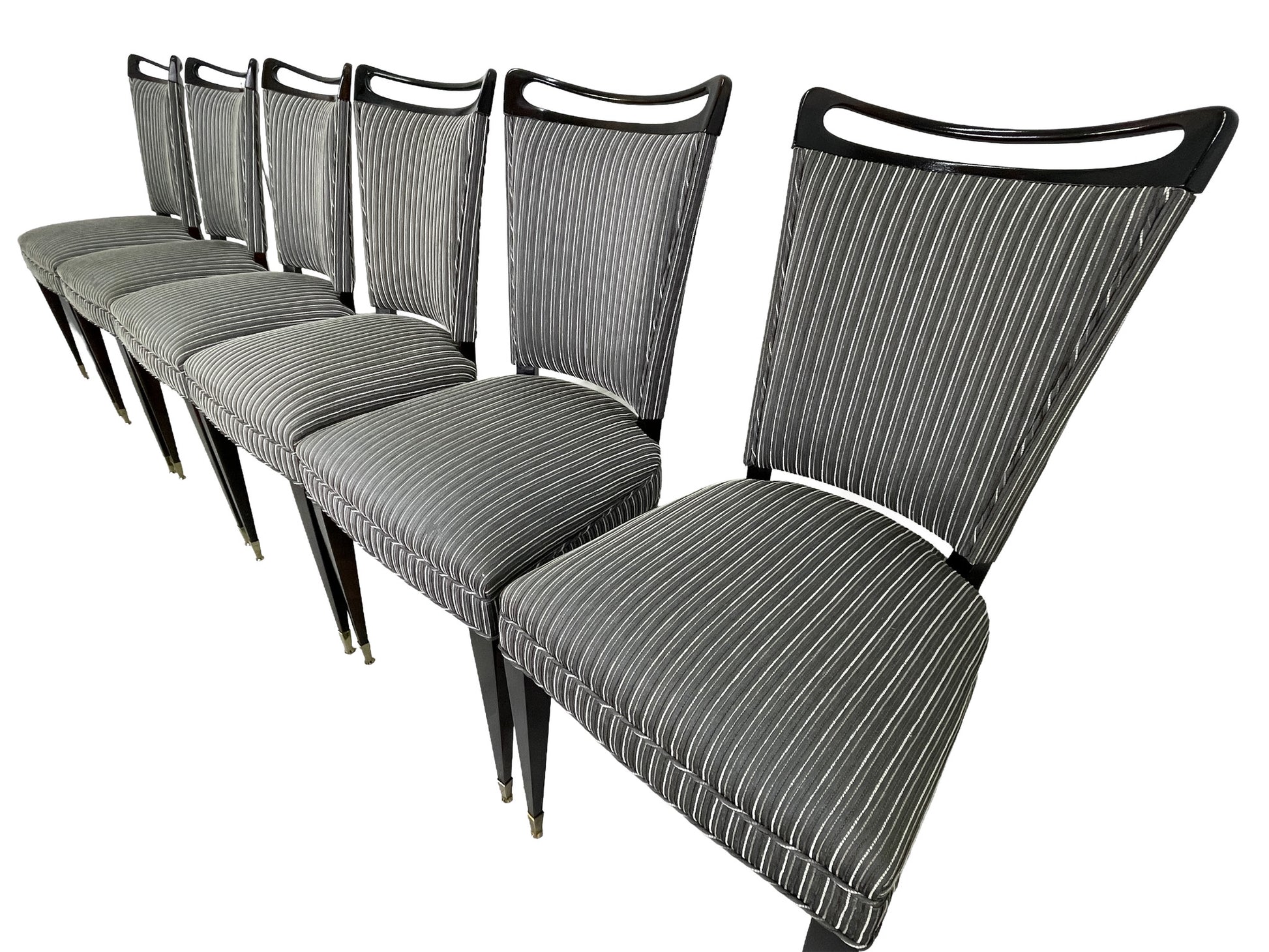 French mid-century ebonized dining chairs set of 6 closer view