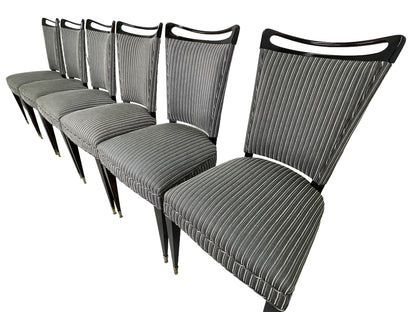 French mid-century ebonized dining chairs set of 6 closer view