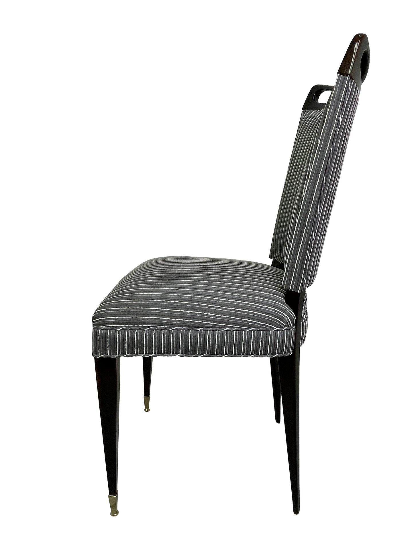 French mid-century ebonized dining chairs set of 6 right side profile