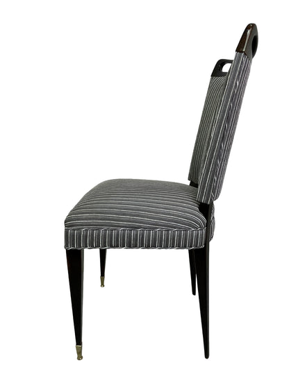 French mid-century ebonized dining chairs set of 6 right side profile