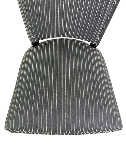 French mid-century ebonized dining chairs set of 6 striped upholstery seat