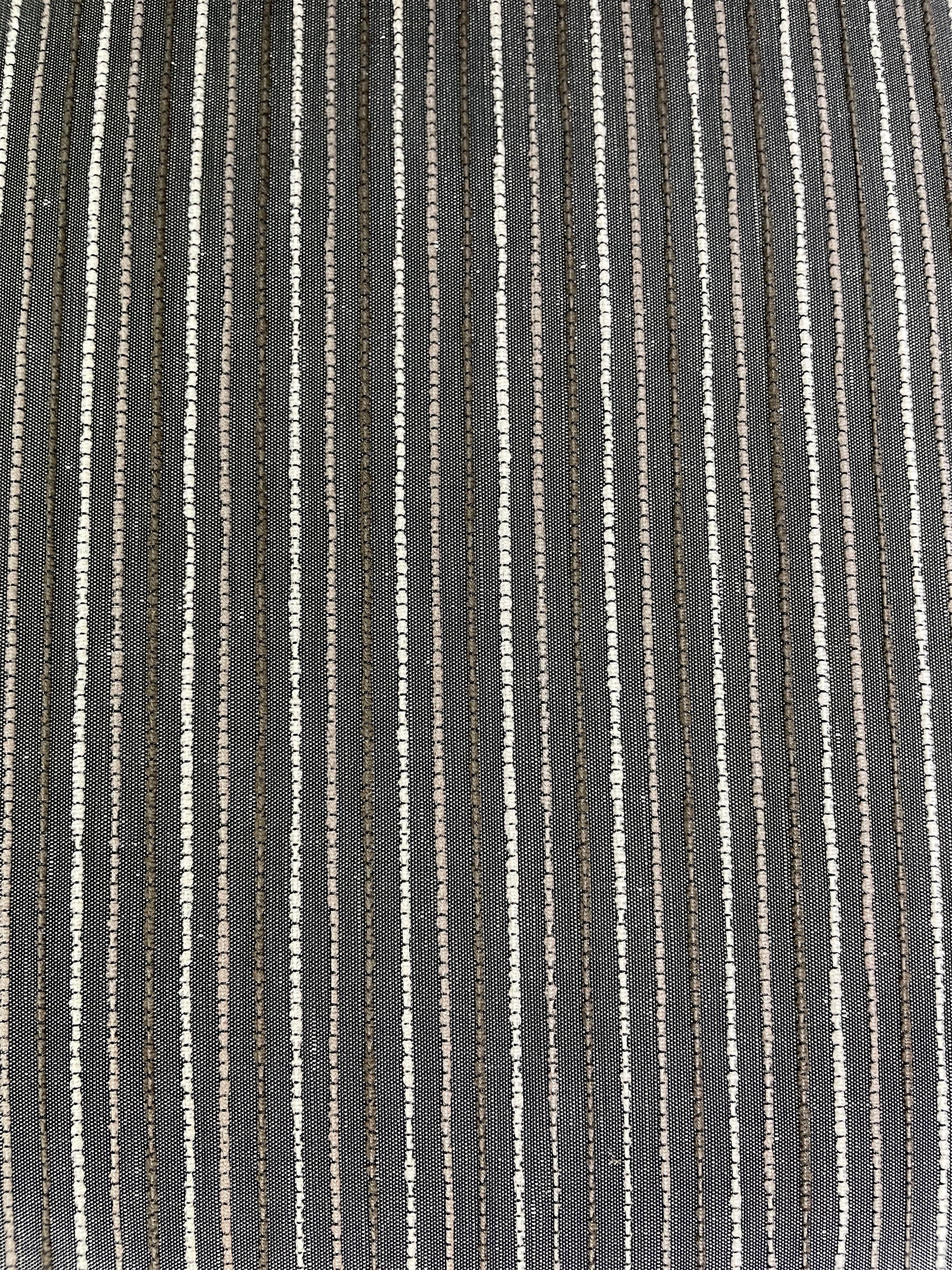 French mid-century ebonized dining chairs set of 6 striped upholstery fabric detail