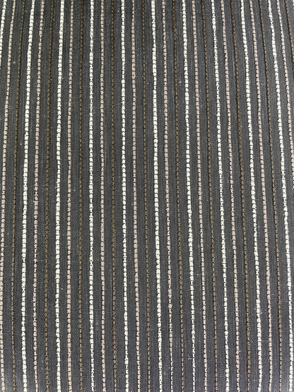 French mid-century ebonized dining chairs set of 6 striped upholstery fabric detail
