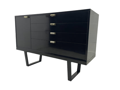 George Nelson Herman Miller cabinet right angle view black lacquer finish