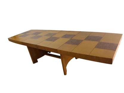 Authentic Gilbert Rohde for Herman Miller Burlwood Dining Table with Two Extension Leaves