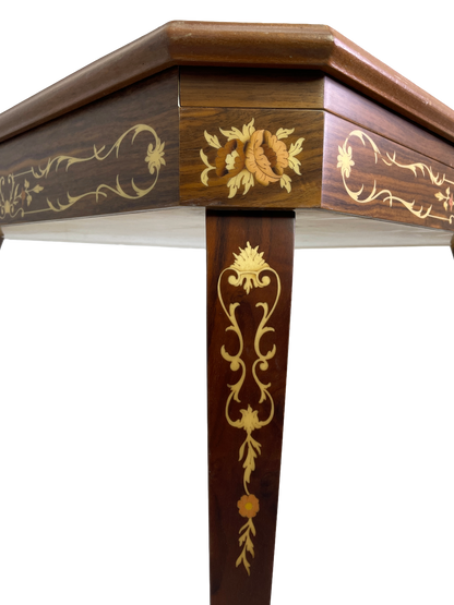 Italian 1980s multi game table with chairs table corner design detail
