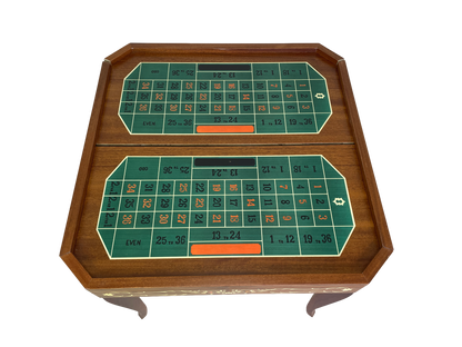 Italian 1980s multi game table with chairs roulette board
