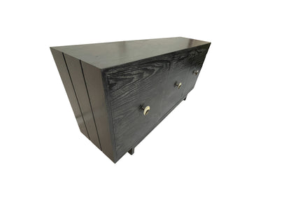 Kroehler Black Cerused Oak Credenza With Polished Brass Hardware, Circa 1960s