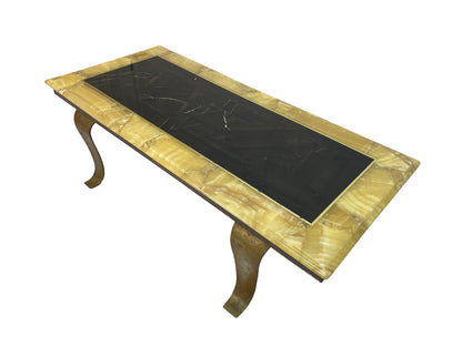 High angled view of vintage Mexican modern onyx and bronze coffee table by Arturo Pani for Muller