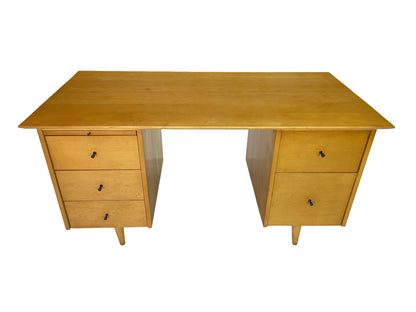 Paul McCobb for Planner Group Maple Double Pedestal Desk, 1950s