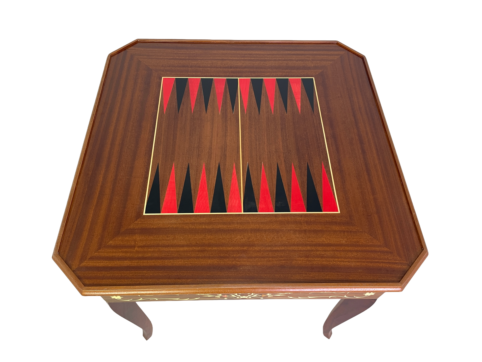 Italian multi game table open with backgammon board inlaid wood