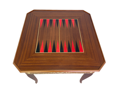Italian multi game table open with backgammon board inlaid wood