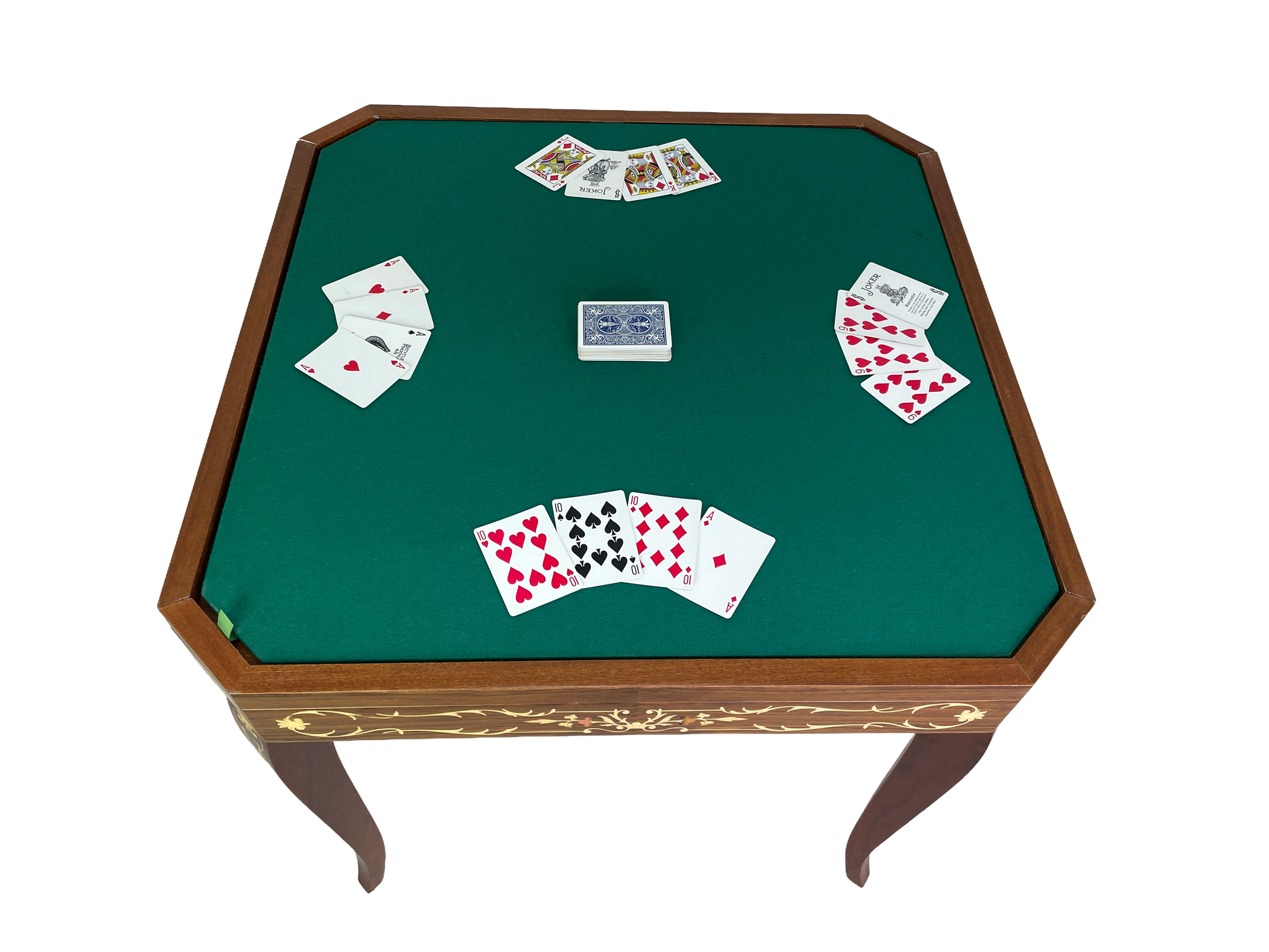 Italian multi game table open with poker board inlaid wood
