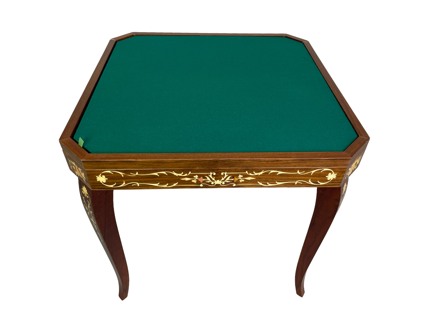 Italian multi game table open with poker board inlaid wood