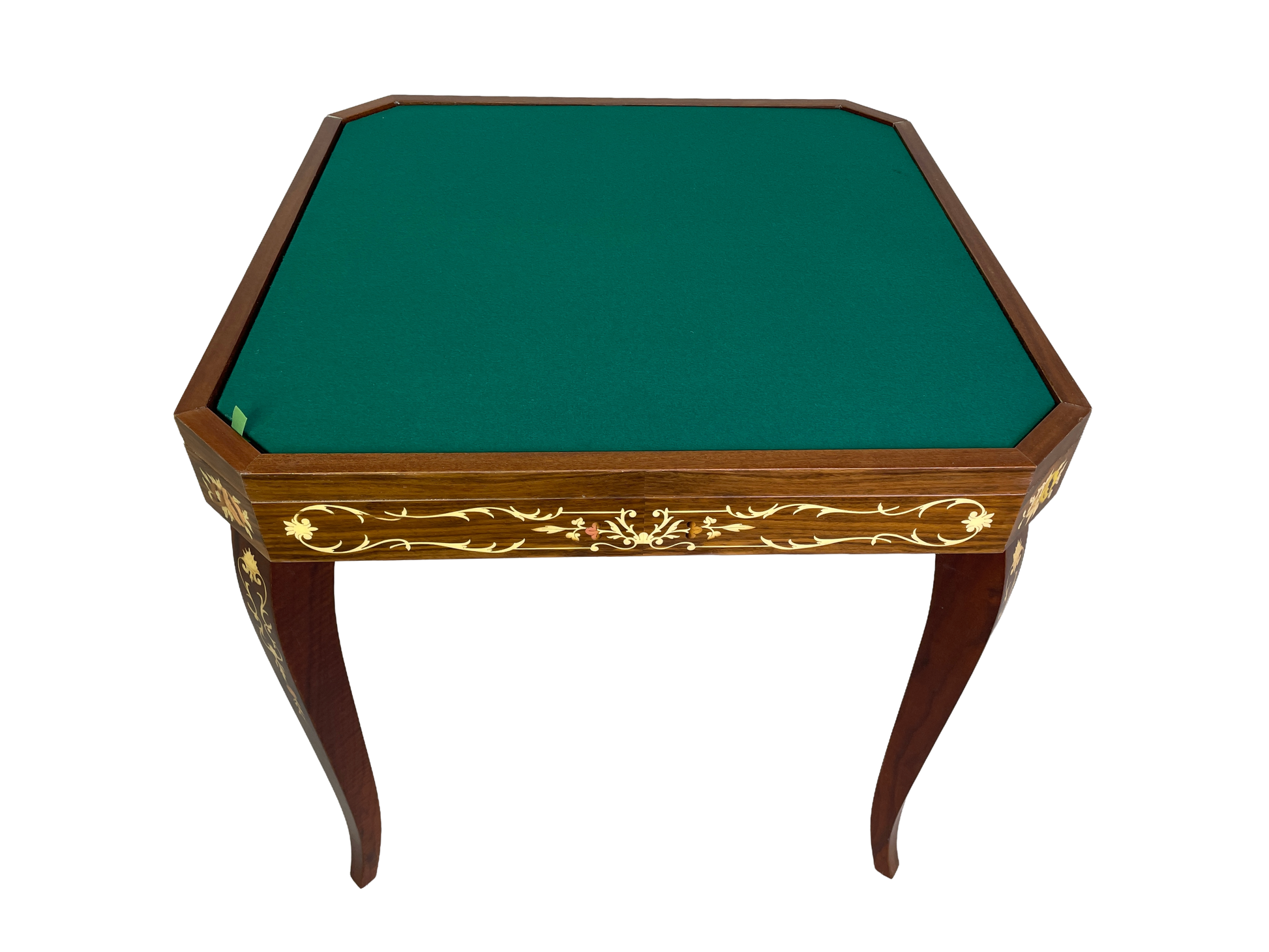 Italian multi game table open with poker board inlaid wood