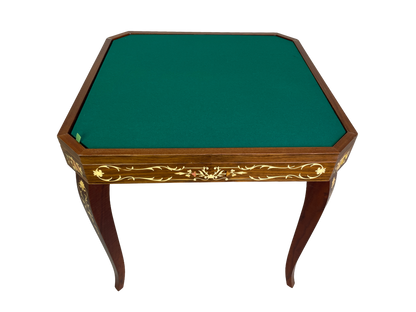 Italian multi game table open with poker board inlaid wood