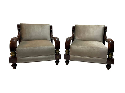 Pair of Sculptural Mahogany Lounge Chairs by Octavio Vidales for Muebles Johrvy, Mexico, 1950s