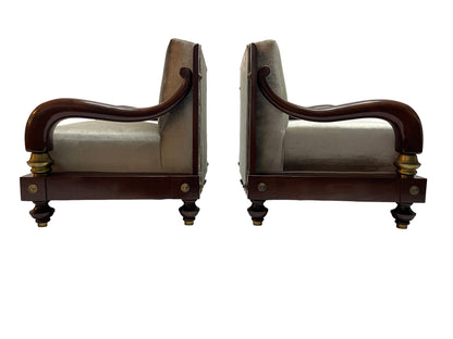Pair of Sculptural Mahogany Lounge Chairs by Octavio Vidales for Muebles Johrvy, Mexico, 1950s