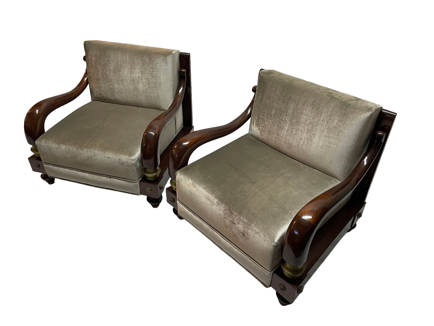 Pair of Sculptural Mahogany Lounge Chairs by Octavio Vidales for Muebles Johrvy, Mexico, 1950s