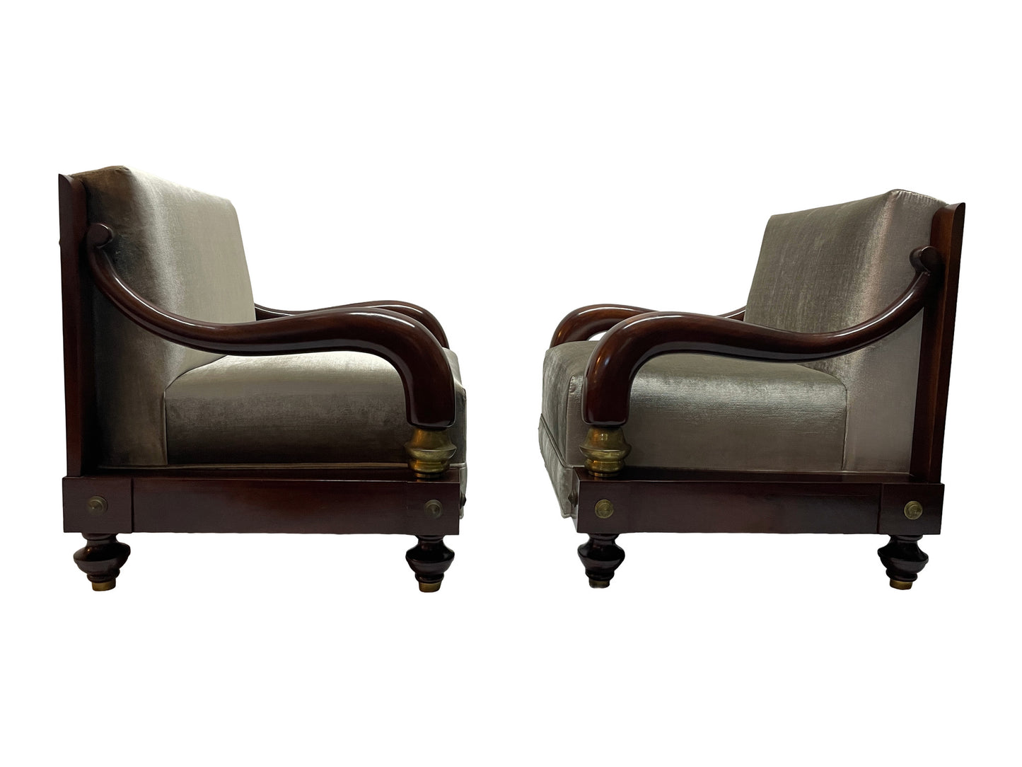 Pair of Sculptural Mahogany Lounge Chairs by Octavio Vidales for Muebles Johrvy, Mexico, 1950s