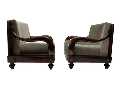 Pair of Sculptural Mahogany Lounge Chairs by Octavio Vidales for Muebles Johrvy, Mexico, 1950s