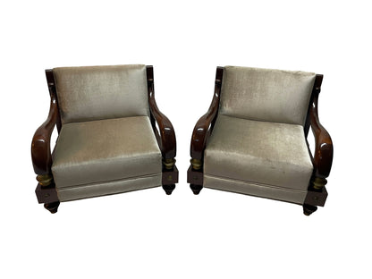 Pair of Sculptural Mahogany Lounge Chairs by Octavio Vidales for Muebles Johrvy, Mexico, 1950s
