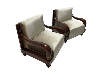 Pair of Sculptural Mahogany Lounge Chairs by Octavio Vidales for Muebles Johrvy, Mexico, 1950s