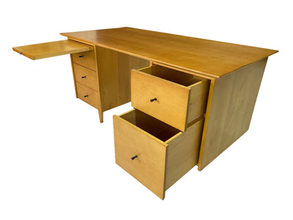 Paul McCobb for Planner Group Maple Double Pedestal Desk, 1950s