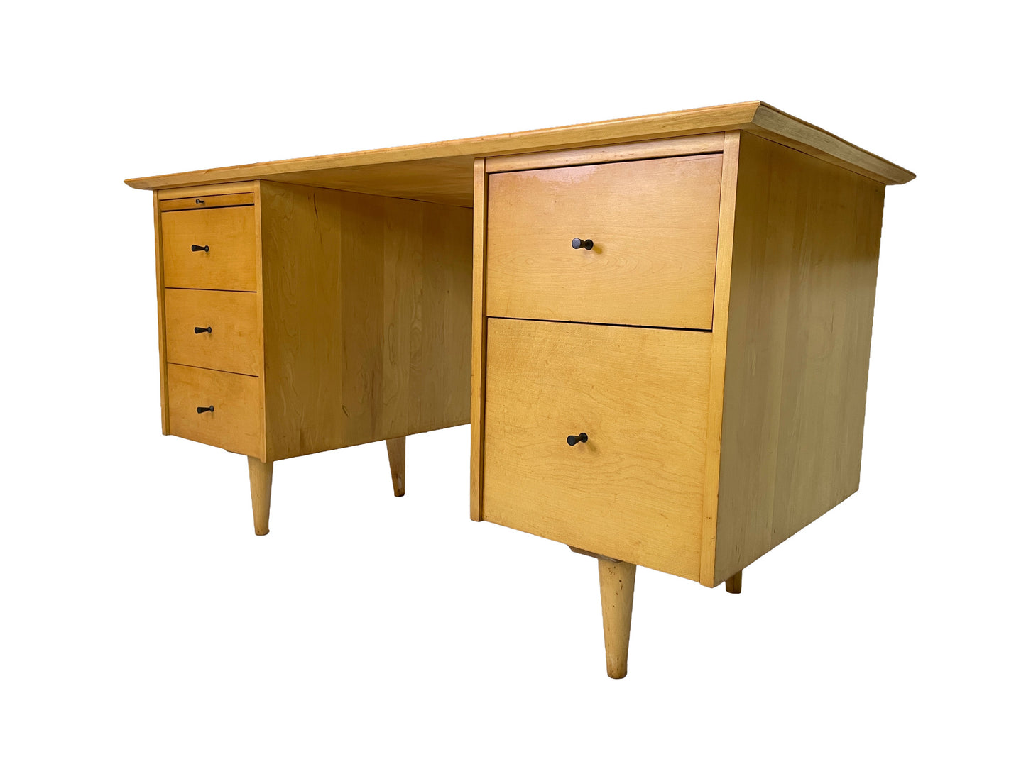 Paul McCobb for Planner Group Maple Double Pedestal Desk, 1950s