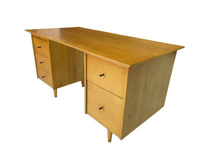 Paul McCobb for Planner Group Maple Double Pedestal Desk, 1950s