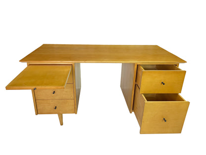 Paul McCobb for Planner Group Maple Double Pedestal Desk, 1950s