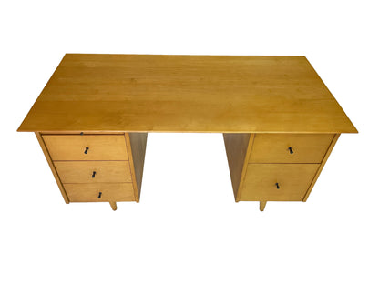 Paul McCobb for Planner Group Maple Double Pedestal Desk, 1950s