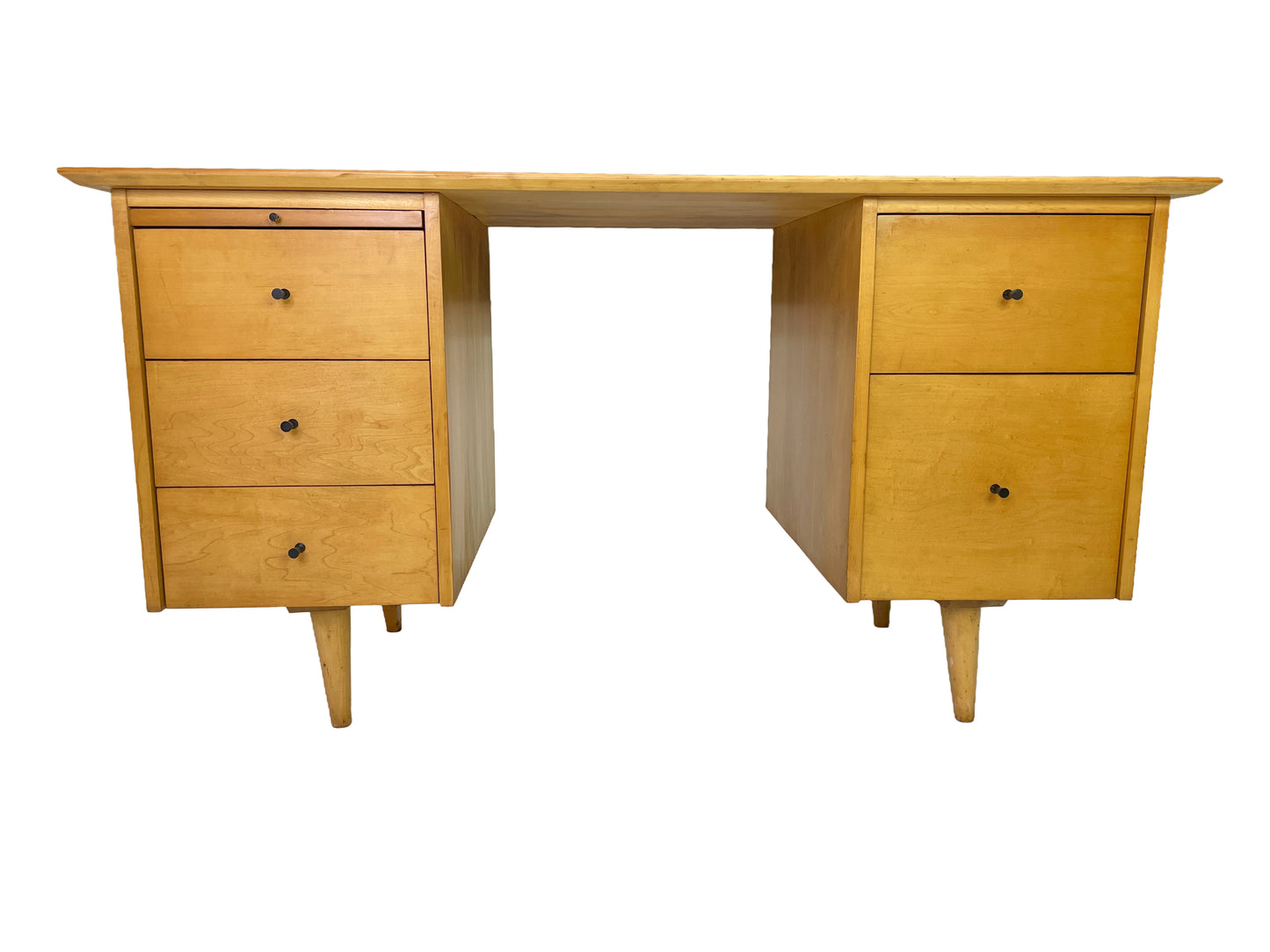 Paul McCobb for Planner Group Maple Double Pedestal Desk, 1950s