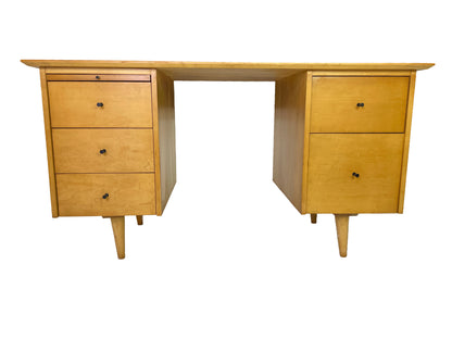 Paul McCobb for Planner Group Maple Double Pedestal Desk, 1950s