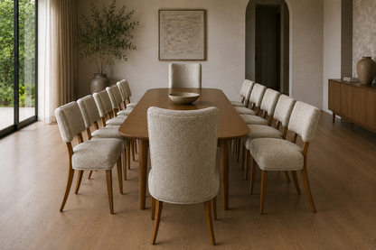 Large Circa 1950s Mid-Century Modern Dining Chair Set | 12 Restored Dining Chairs Including 2 Captain’s Chairs