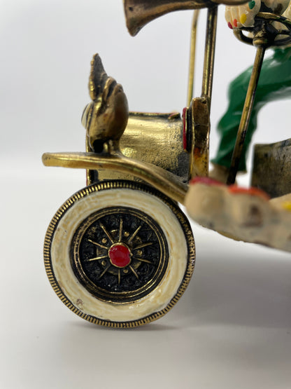 Vintage Ronald A. Lee 24K Gold-Plated Hand-Painted Clown in Wind-Up Car Sculpture, c. 1980