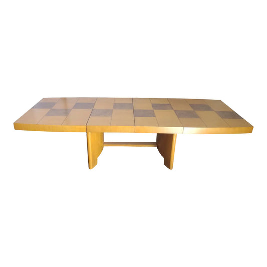 Sculptural Mid-Century Blonde Mahogany Dining Table by Herman Miller With Burlwood Patchwork Top & Leaves, 1940s