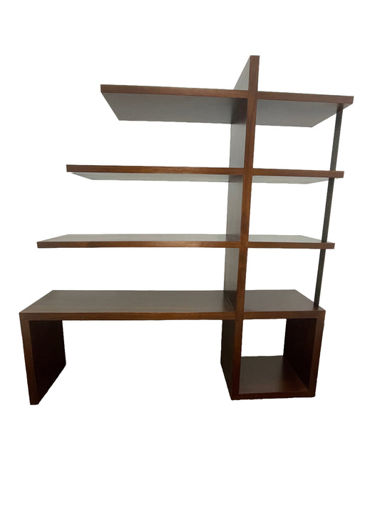 William Emmerson walnut bookcase with open architectural shelving in rich chocolate brown finish front view